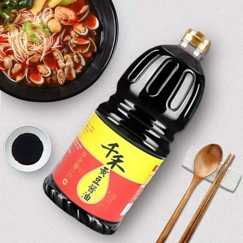 千禾黄豆酱油1.8L酿造酱油凉拌点蘸炒菜生抽调味品实惠大桶装