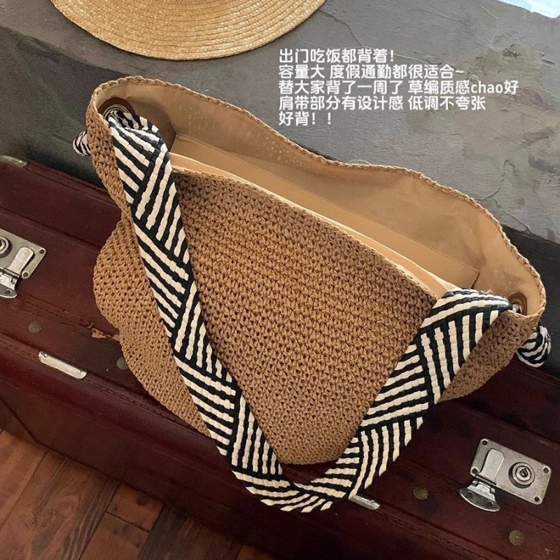 度假风海边沙滩编织包女夏季大容量草编包包时尚百搭托特包单肩包
