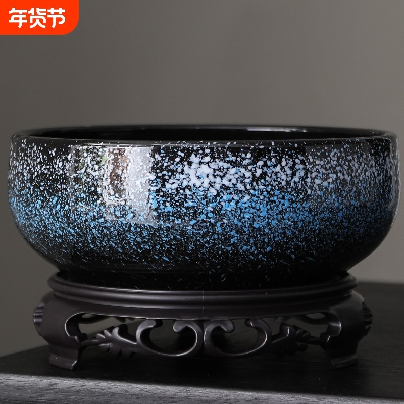 碗莲专用盆缸铜钱草一叶莲水仙花盆金钱草水培植物盆无孔陶瓷桌面