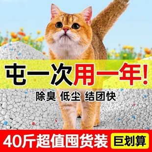 猫砂20斤装 40斤除臭膨润土柠檬猫沙10斤猫咪猫舍专用小颗粒原味