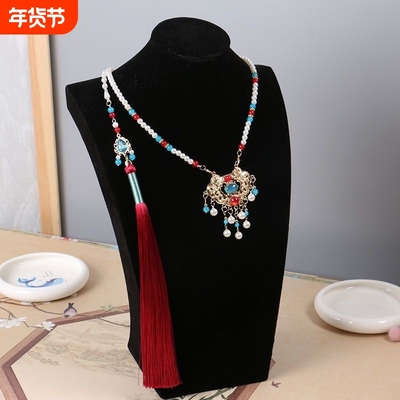 璎珞项链金锁配饰汉服马面裙女