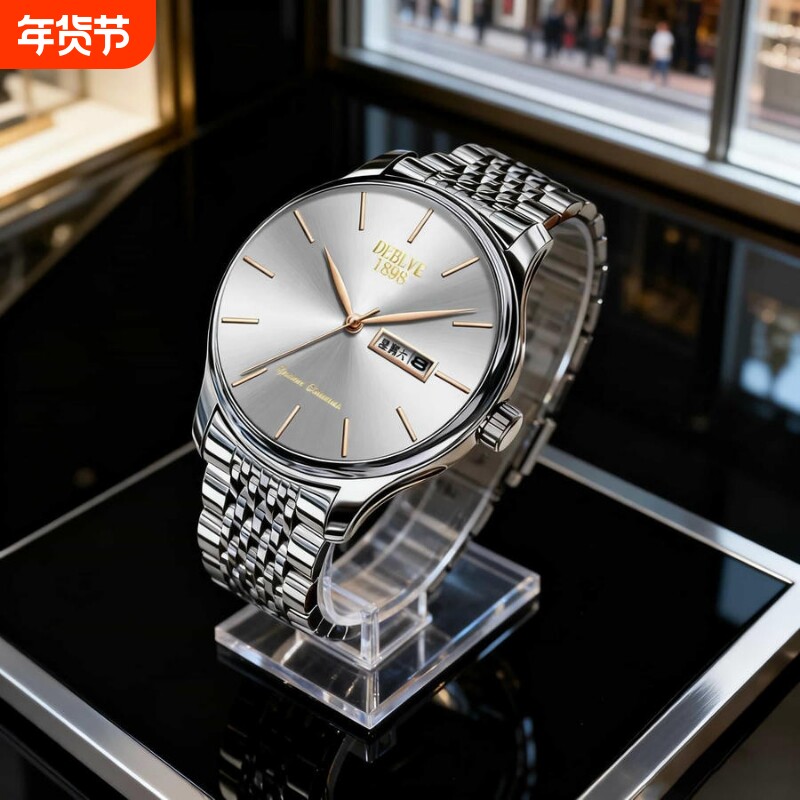 手表瑞士名表正品全自动机械风石英表商务高级感夜光防水时尚钢带