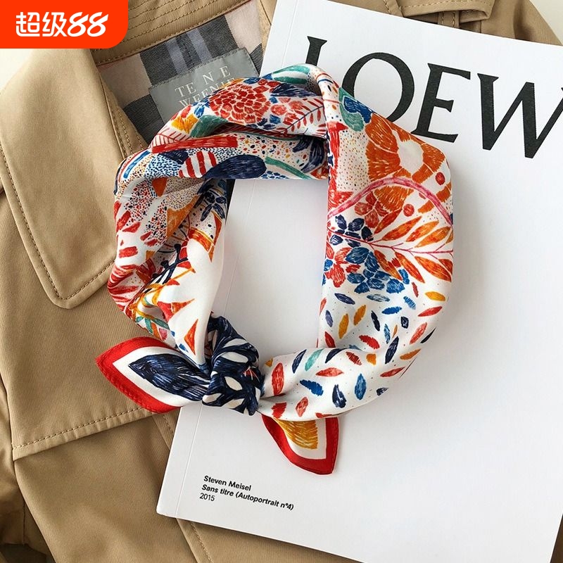 38礼物60小方巾韩版新款复古防晒丝巾职业百搭女装饰领巾发带条纹