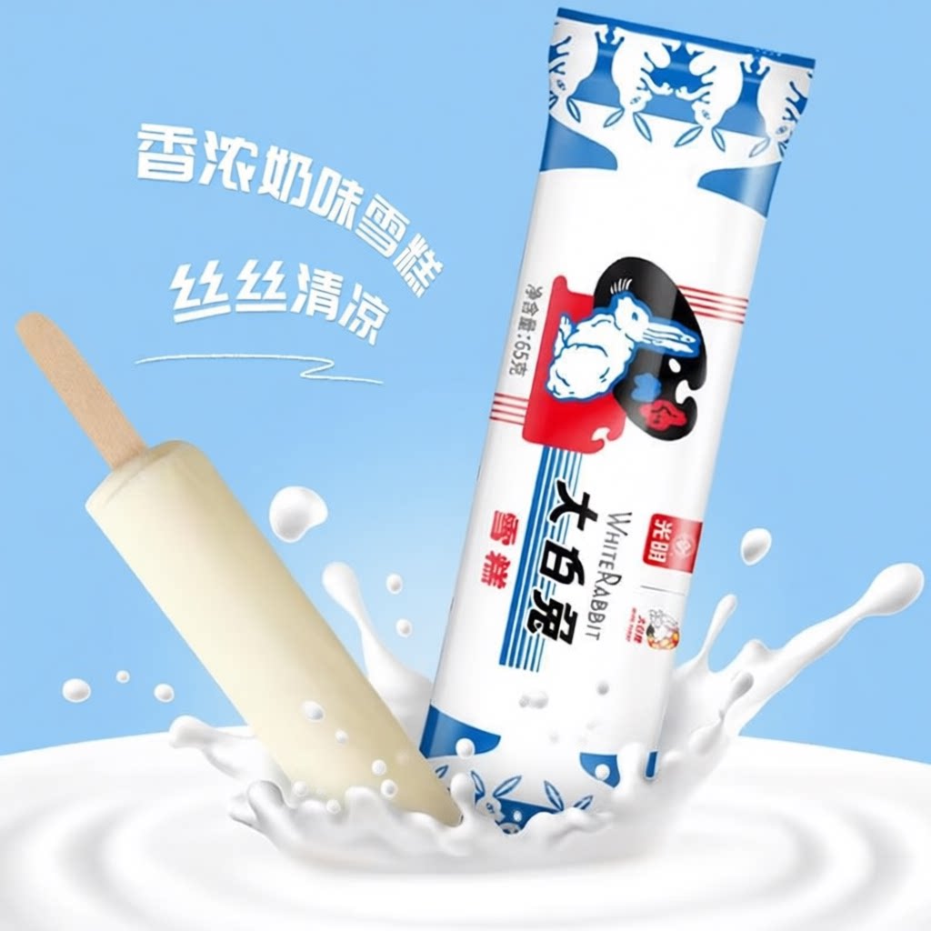 【顺丰包邮】光明大白兔冰淇淋雪糕香草味新款冰淇淋雪糕团购批发