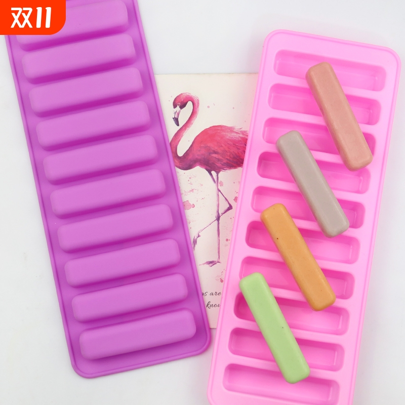 手指饼干模具10连长条食品级硅胶磨牙棒巧克力烘焙用装饰条状模具