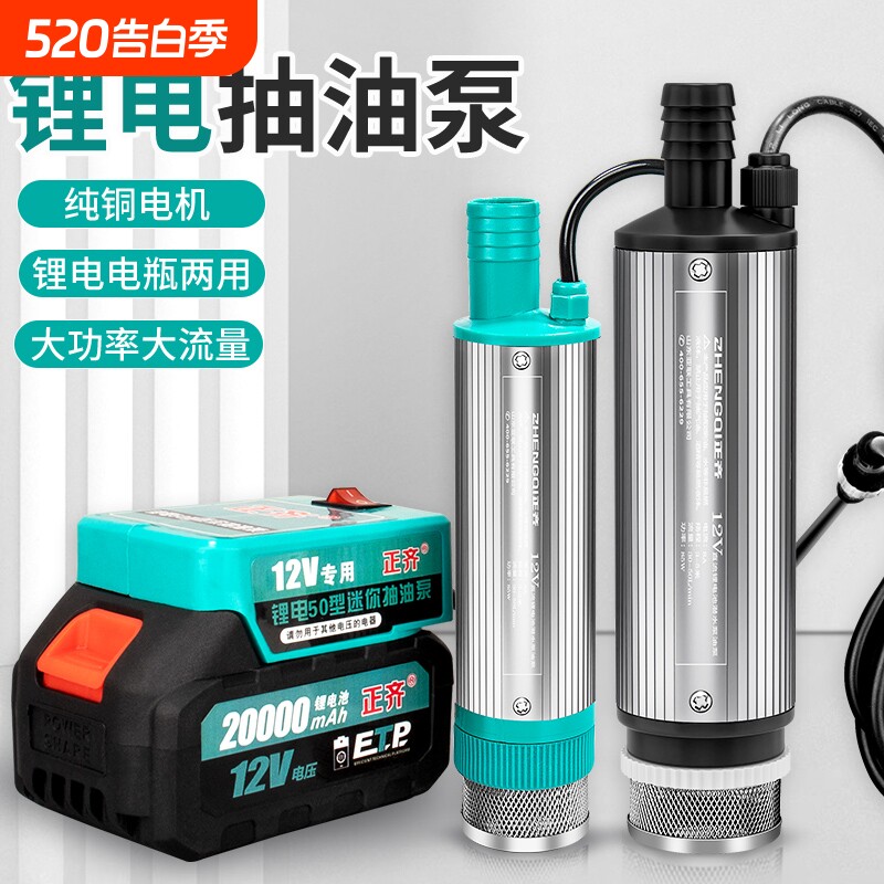 24v柴油泵锂电池电动抽油泵抽油神器大功率12v电动加油泵小型水