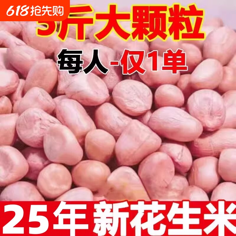 25年新鲜白沙花生米特大颗粒生新货粉皮新鲜花生米不带壳当季新货