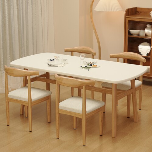 餐桌家用小户型现代简约出租房用北欧商用简易长方形饭桌椅子组合