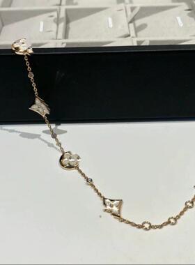 驴家高版本菱形圆形五花四花手链女 轻奢天然贝母厚镀玫瑰金款式