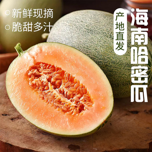 海南哈密瓜新鲜水果10应当季斤蜜瓜网纹玫珑整箱包邮冰淇淋奶香