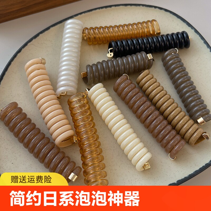 简约日系泡泡辫编发神器发绳女2024新款头绳皮筋电话线发圈高级感