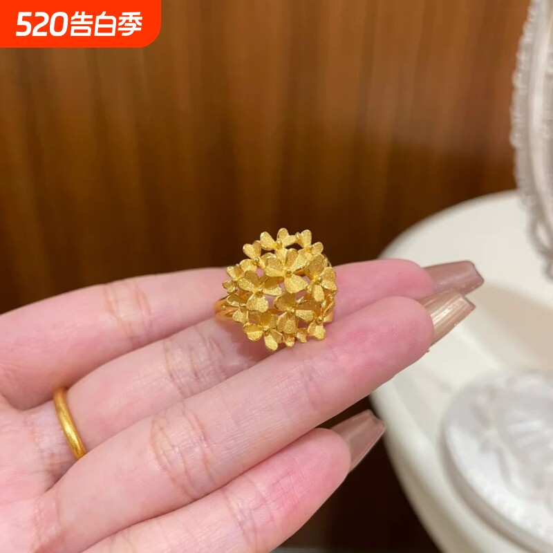 复古金色花塔戒指女百花齐放小众时尚轻奢花朵高级感手饰开口指环