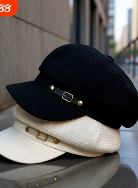 八角帽子女秋冬季新款时尚鸭舌帽逛街休闲百搭贝雷帽画家报童帽