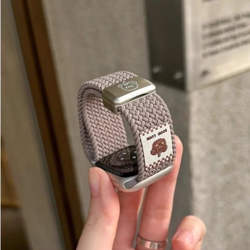 适用iwatch11表带S9苹果手表礼帽熊编织尼龙磁吸applewatch8男女