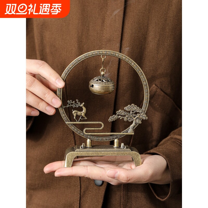 松鹿同春吊炉香炉摆件家用室内悬挂吊炉熏香炉中式复古沉香檀香炉