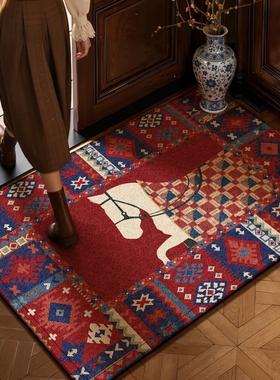 2026马年新款红色入户门地垫家用玄关脚垫耐脏进门垫客厅防滑卧室