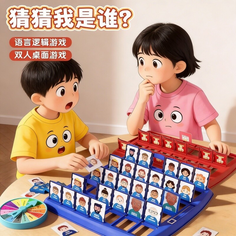 猜猜我是谁桌游卡牌玩具儿童益智男女孩对战游戏企鹅兔子动物双人