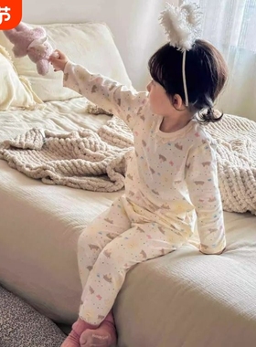抗菌儿童纯棉无骨卡家居服套装男女童卡通睡宝宝衣秋衣秋裤AA101