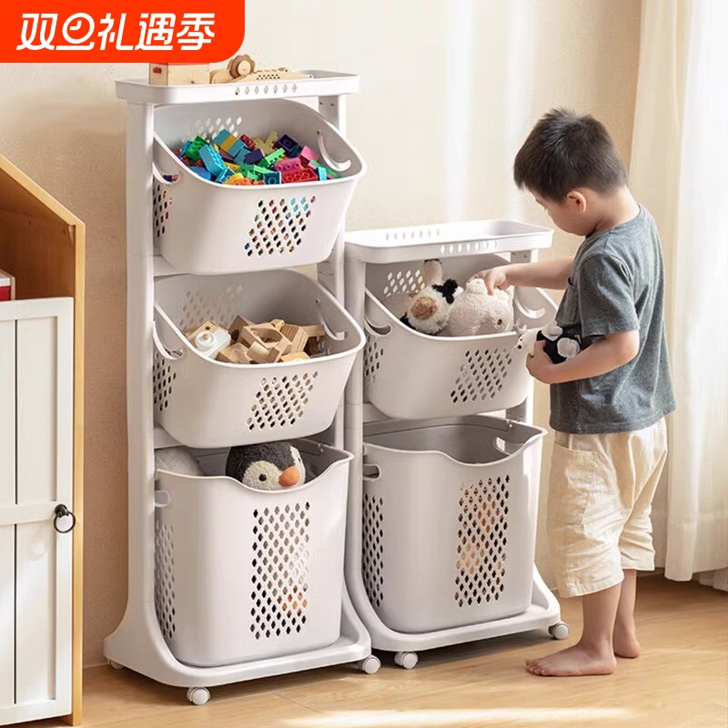 儿童玩具收纳架可移动多层小推车置物架宝宝积木玩具整理框储物箱