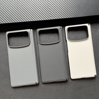 适用小米mixfold4手机壳磁吸碳纤维中轴链条xiaomixfold4凯夫拉芳纶皮纹fold4官网折叠商务裸机防摔保护壳