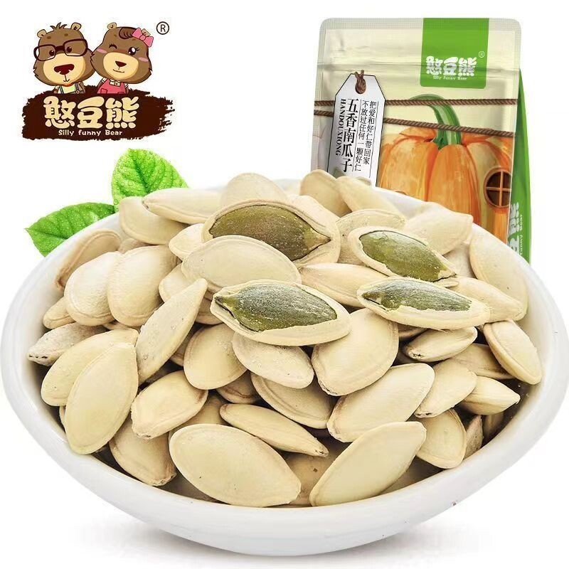 憨豆熊南瓜子500g袋装原味五香坚果炒货零食瓜子美人新货盐焗椒盐