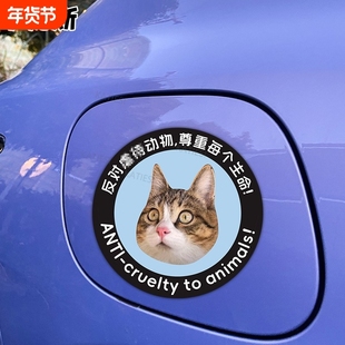 悟空小猫咪环游世界汽车贴纸反对伤害动物车贴创意防水磁吸车贴纸