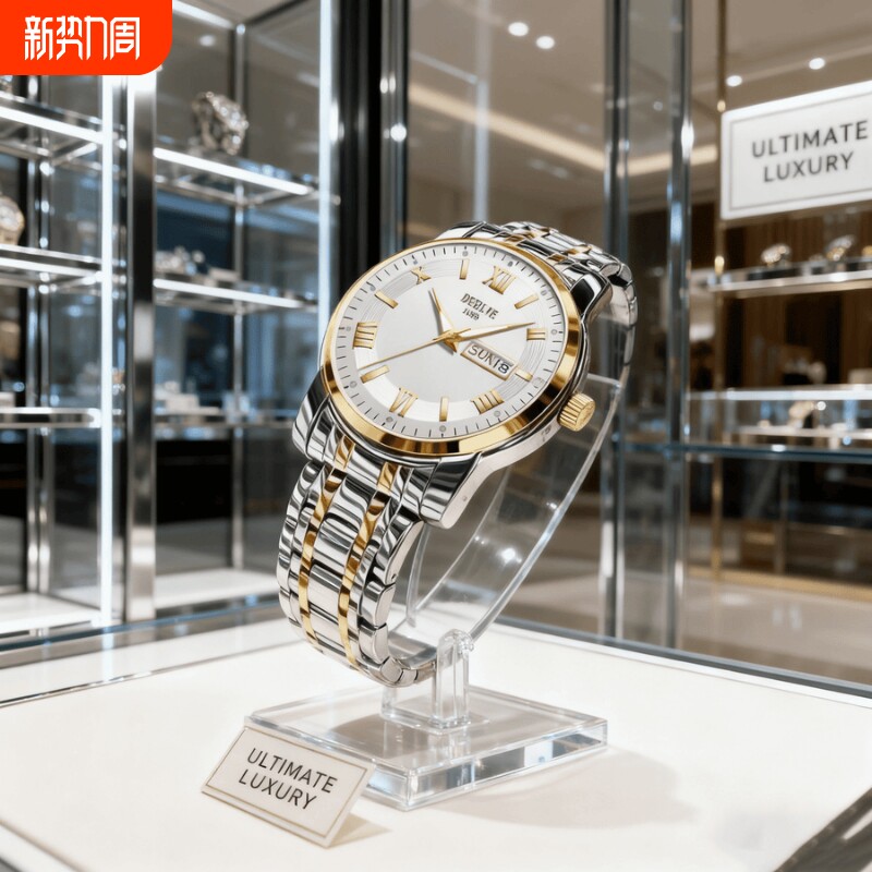 男款商务防水石英腕表镂空男士手表男正品名牌全自动非机械表钢带