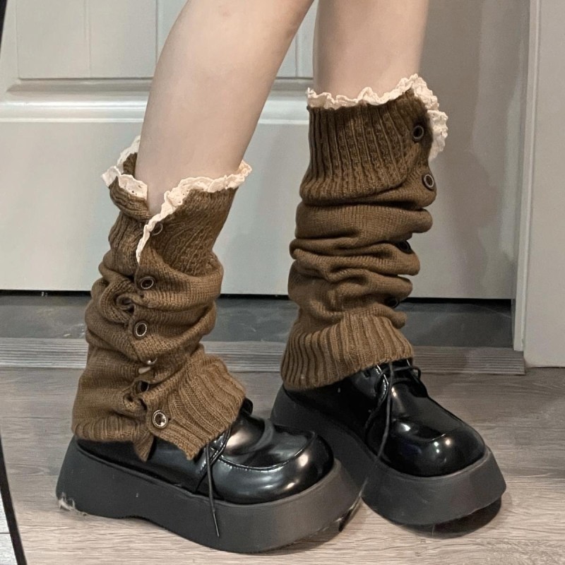 搭配花边堆堆袜套日系韩中筒百搭亚文化腿套辣妹多色纽扣多规格