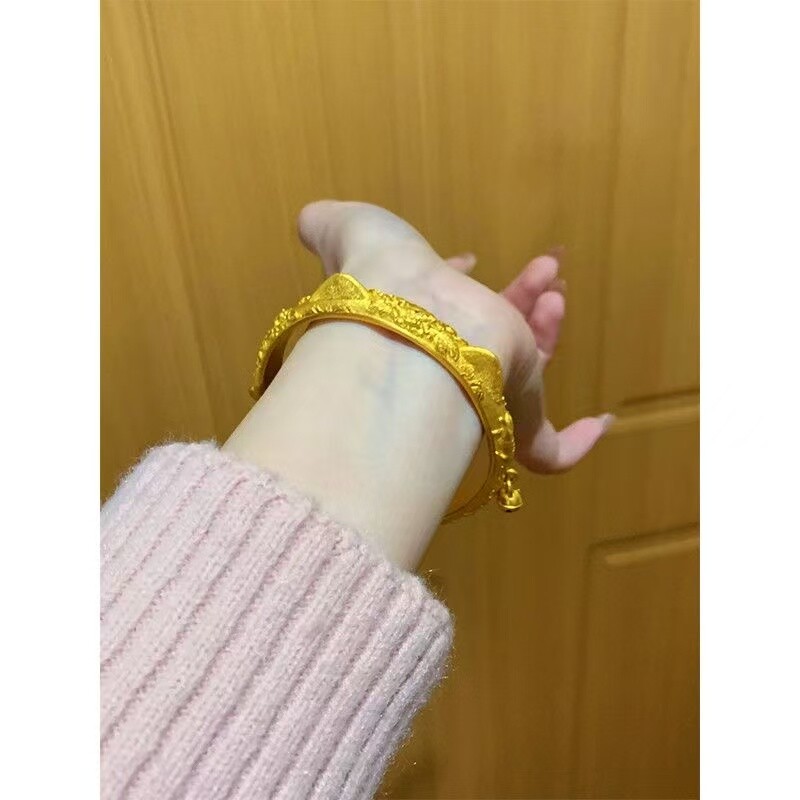 玫瑰花手镯999足金女款手链古法金手镯送女友妈妈