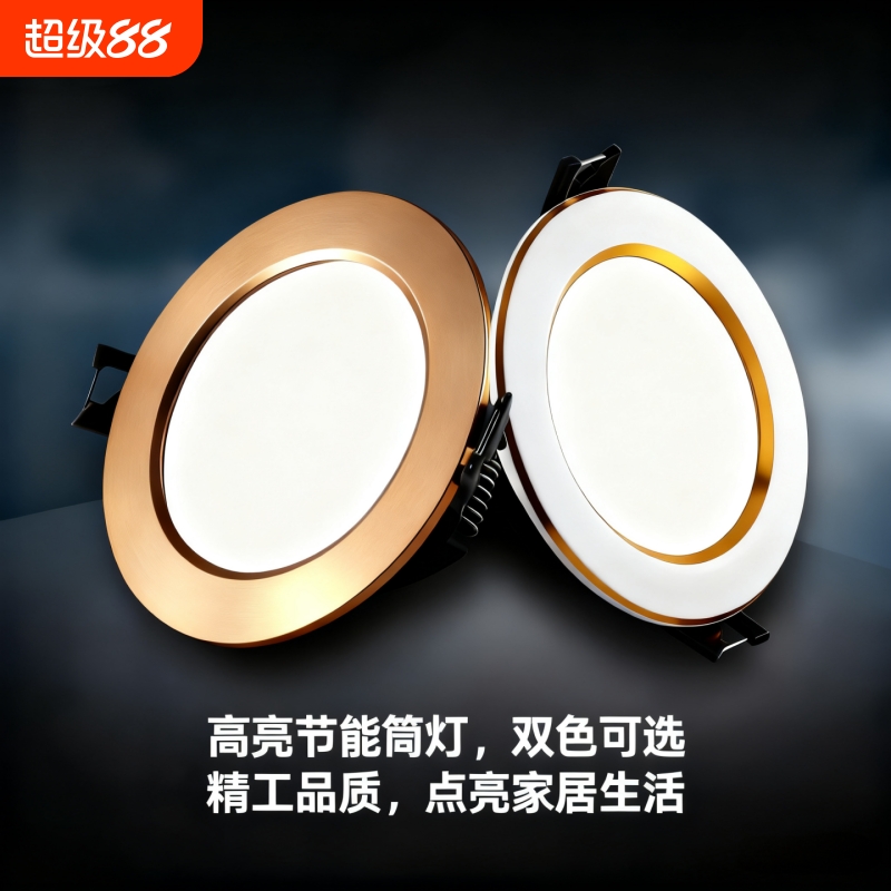 筒灯led7W5W洞灯嵌入式客厅灯天花灯孔灯三色变光开孔7.5家装工程