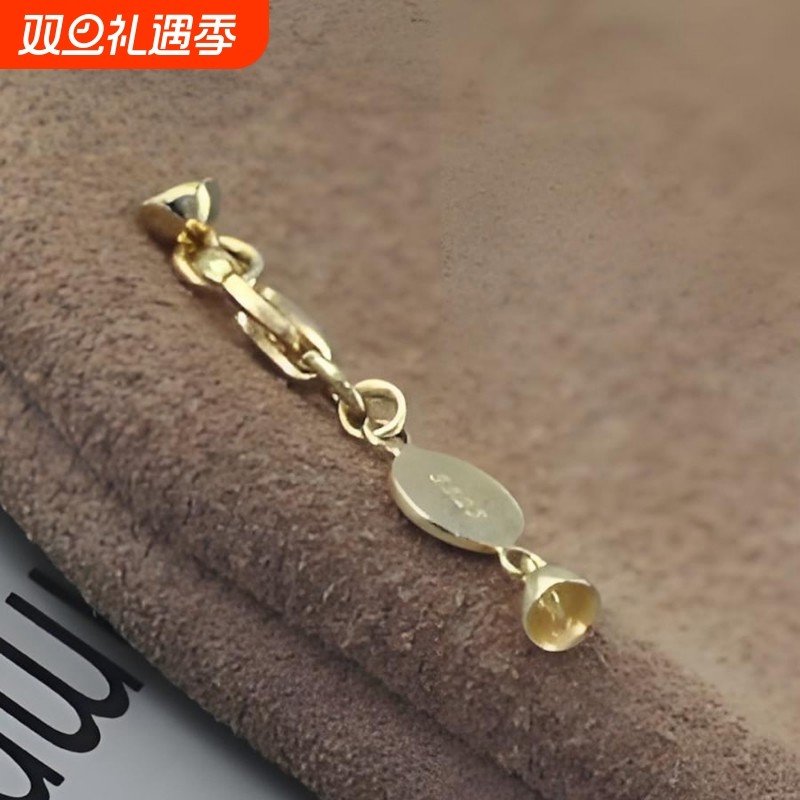 925纯银皮绳扣手串DIY配件编绳手链牢固连接搭扣可调节纯银万能