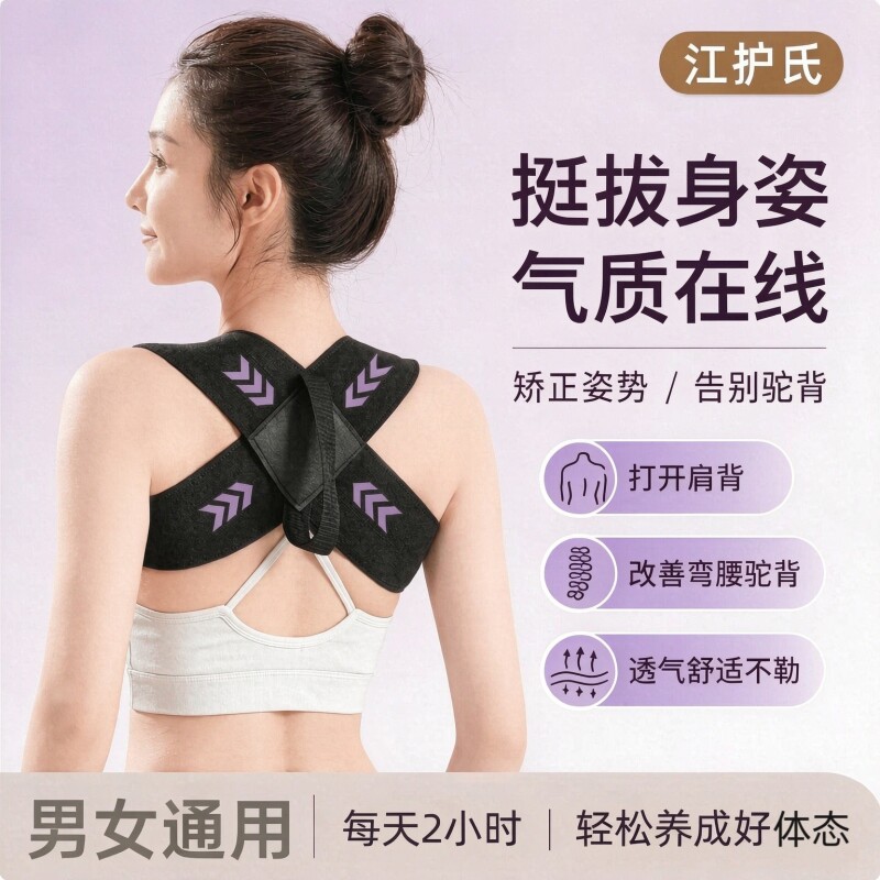 驼背矫正矫姿带健身美背开肩男女高弹透气不勒办公室久坐隐形新款