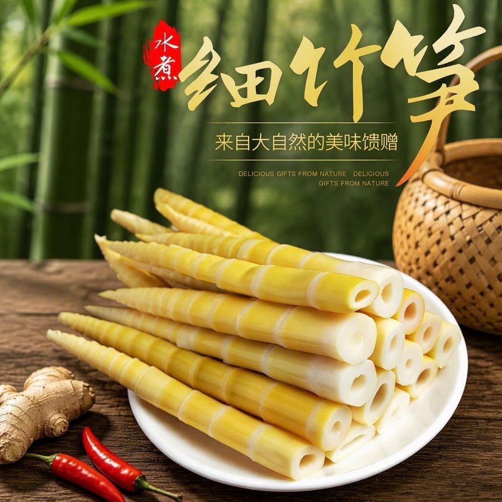 清水小竹笋斜切笋脆嫩去壳笋尖清水笋鲜笋麻辣烫串串食材真空包装图片