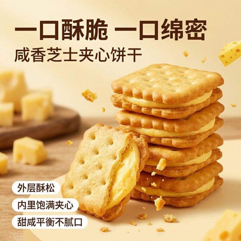 芝士夹心饼干独立包装咸香酥脆办公室休闲解馋小零食柠檬夹心饼干