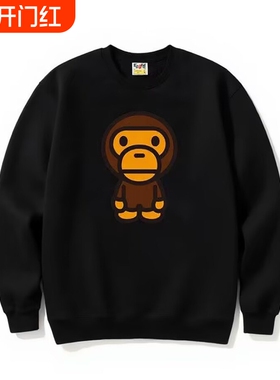 潮牌APE卫衣重磅SHARKBAPE猿人鲨鱼迷彩秋冬季亲子装加绒纯棉黑色