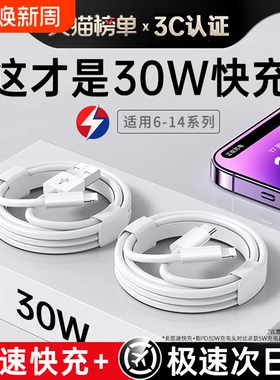 【原配30W快充】快充数据线适用苹果14iPhone13/12proMax11充电线器手机XS/XR/8p加长iPad平板6s2米7plus