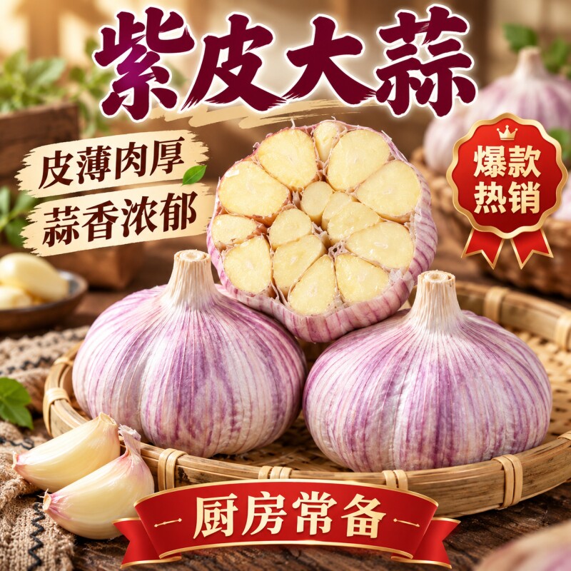【大甩卖】紫皮大蒜头新干蒜优质大蒜批发大蒜种子特级大蒜头