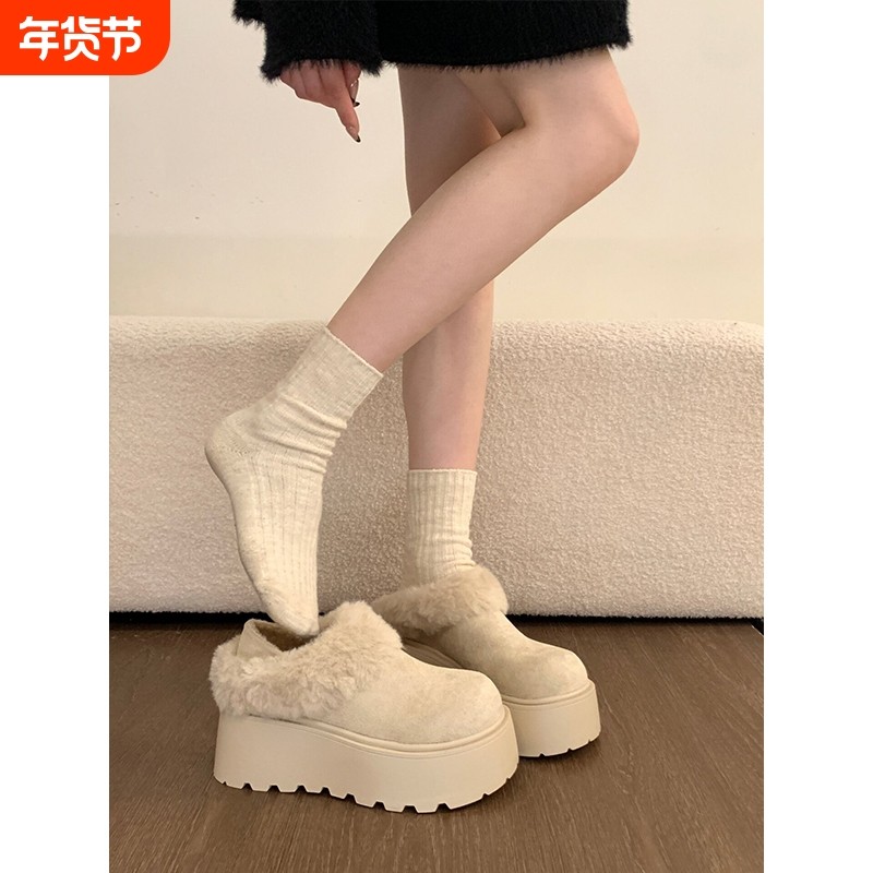 厚底增高加绒全包白色勃肯鞋女鞋子2025新款冬季雪地靴毛毛鞋棉鞋,女鞋,勃肯鞋/软木鞋,淘宝优惠券,粉丝福利购,淘宝优惠卷