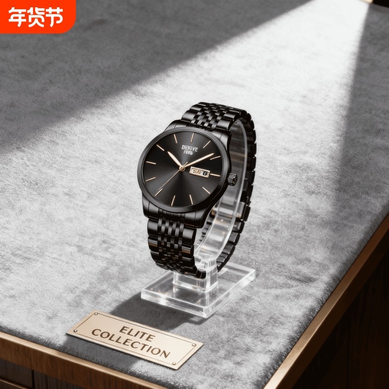 手表男款机械风全自动防水高级感全自动男表数字双日历防水腕表男