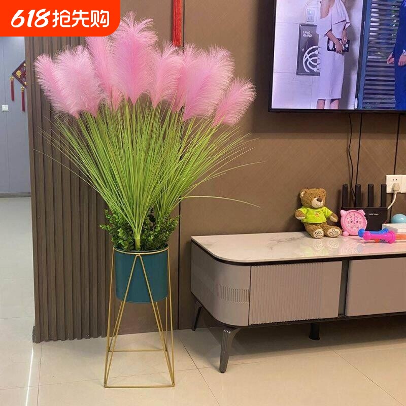 北欧仿真植物芦苇草狗尾草假花办公室绿植橱窗装饰摆件洋葱草落地
