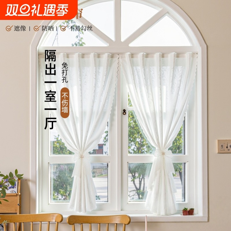 提花纱梦幻纱帘蕾丝飘窗阳台遮光窗帘卧室门帘客厅遮挡帘2025新款