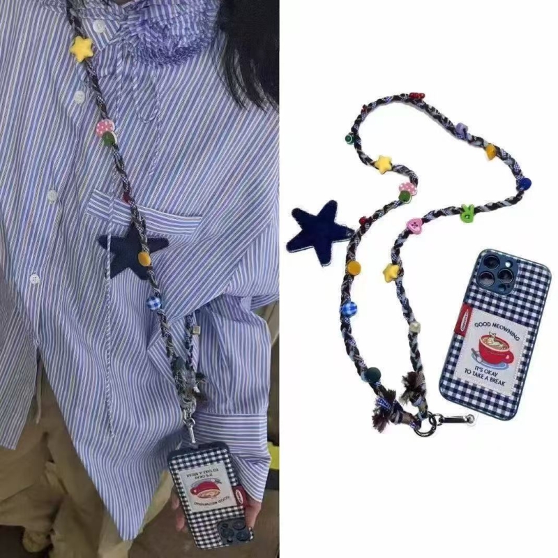 糖果星星手工编织设计感串珠手机挂绳斜挎手机链DLY饰品配件挂件