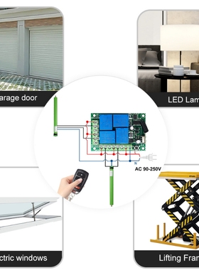 GERMA跨境RF433mhz AC110 220V四路无线遥控继电器开关EV1527遥控