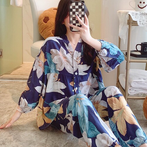 可外穿宽松纯棉家居服套装睡衣