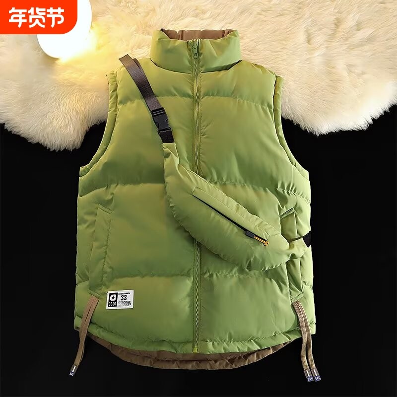 双面穿棉马甲男冬季加厚保暖坎肩背心无袖棉服加大码休闲外套新款