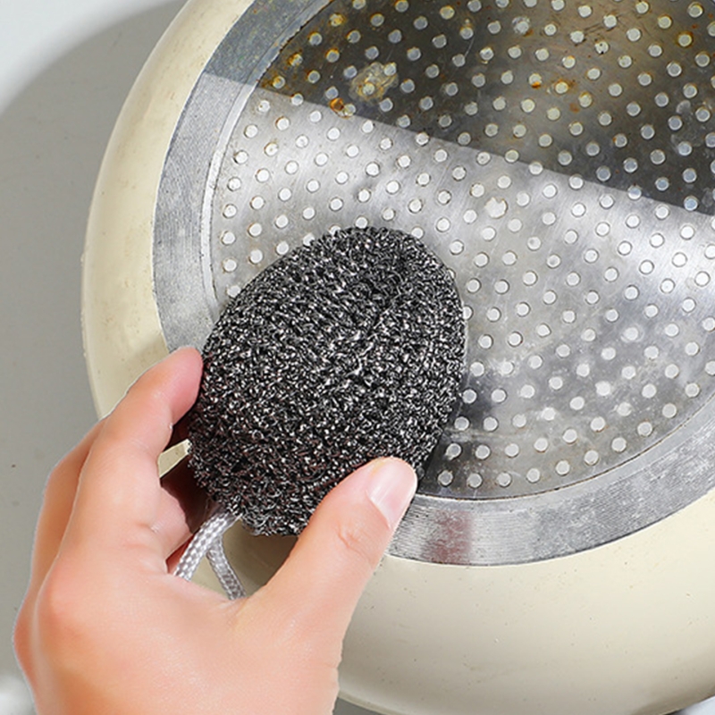 T挂绳钢丝球A1pl001-家用刷碗清洁球厨房钢丝洗锅洗碗球带挂绳