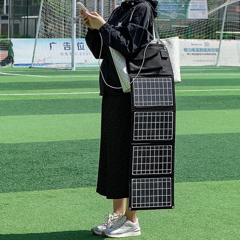 户外移动电源太阳能充电板12v车载蓄电池快充电宝便携折叠发电器