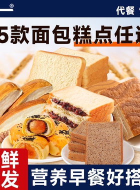 【多款任选】泓一早餐面包吐司整箱全麦饱腹学生夹心点心糕点零食