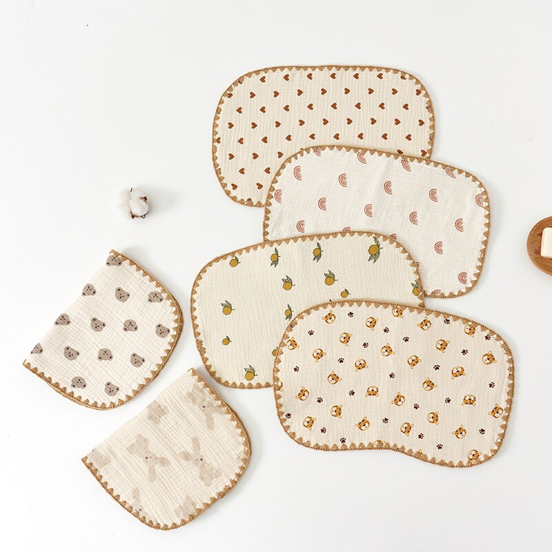 宝宝圆弧平行枕 批发十层纱布春夏吸汗透气枕巾 绉布婴儿枕垫枕巾