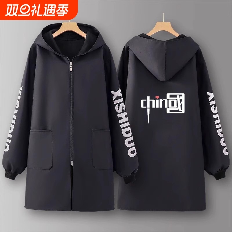 成人防水加绒罩衣长袖工作服外穿大褂家用厨房做饭围裙冬季黑色